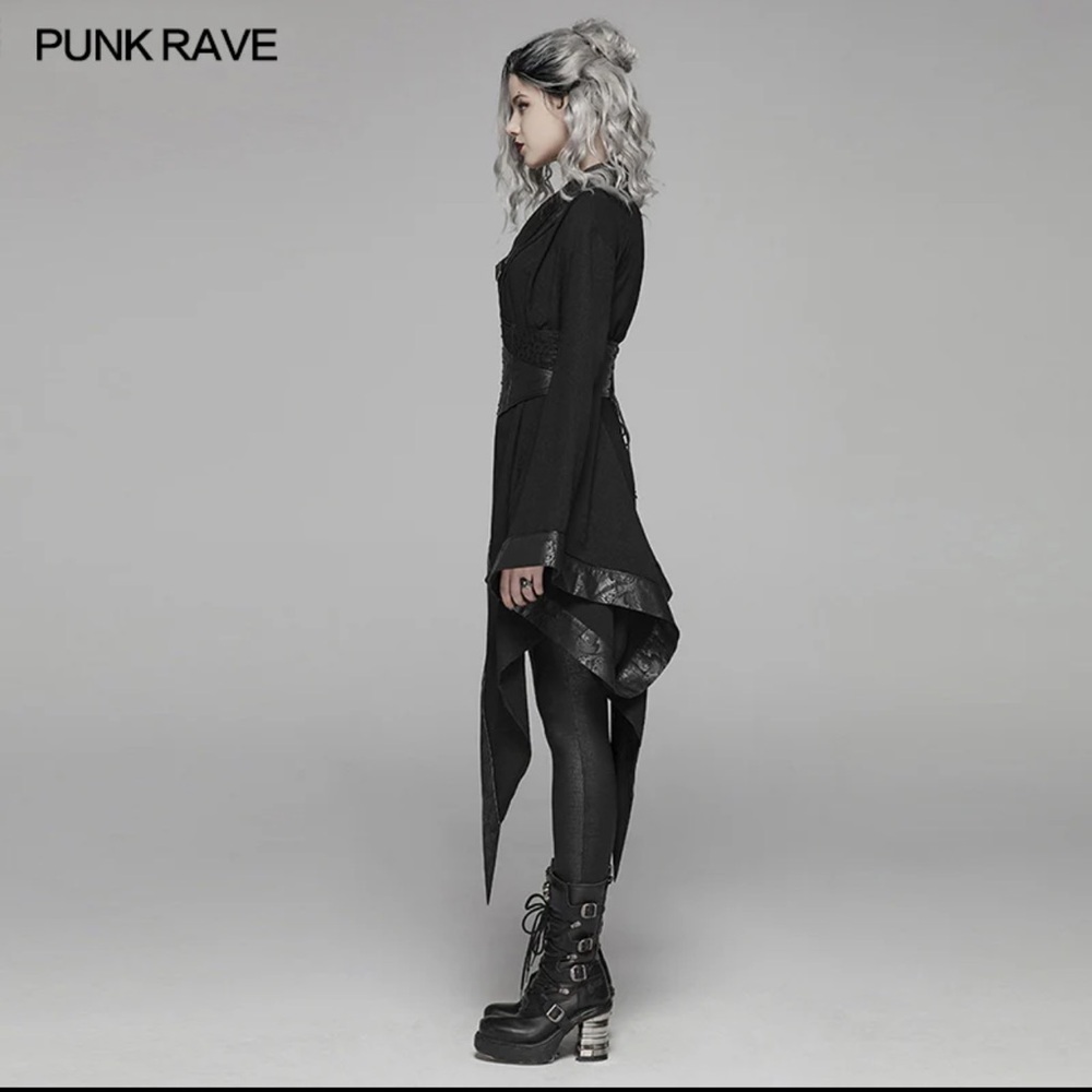 NWT Punk Rave Dark Goth Long Sleeve Asymmetric Kimono Visual Kei - Picture 2 of 13